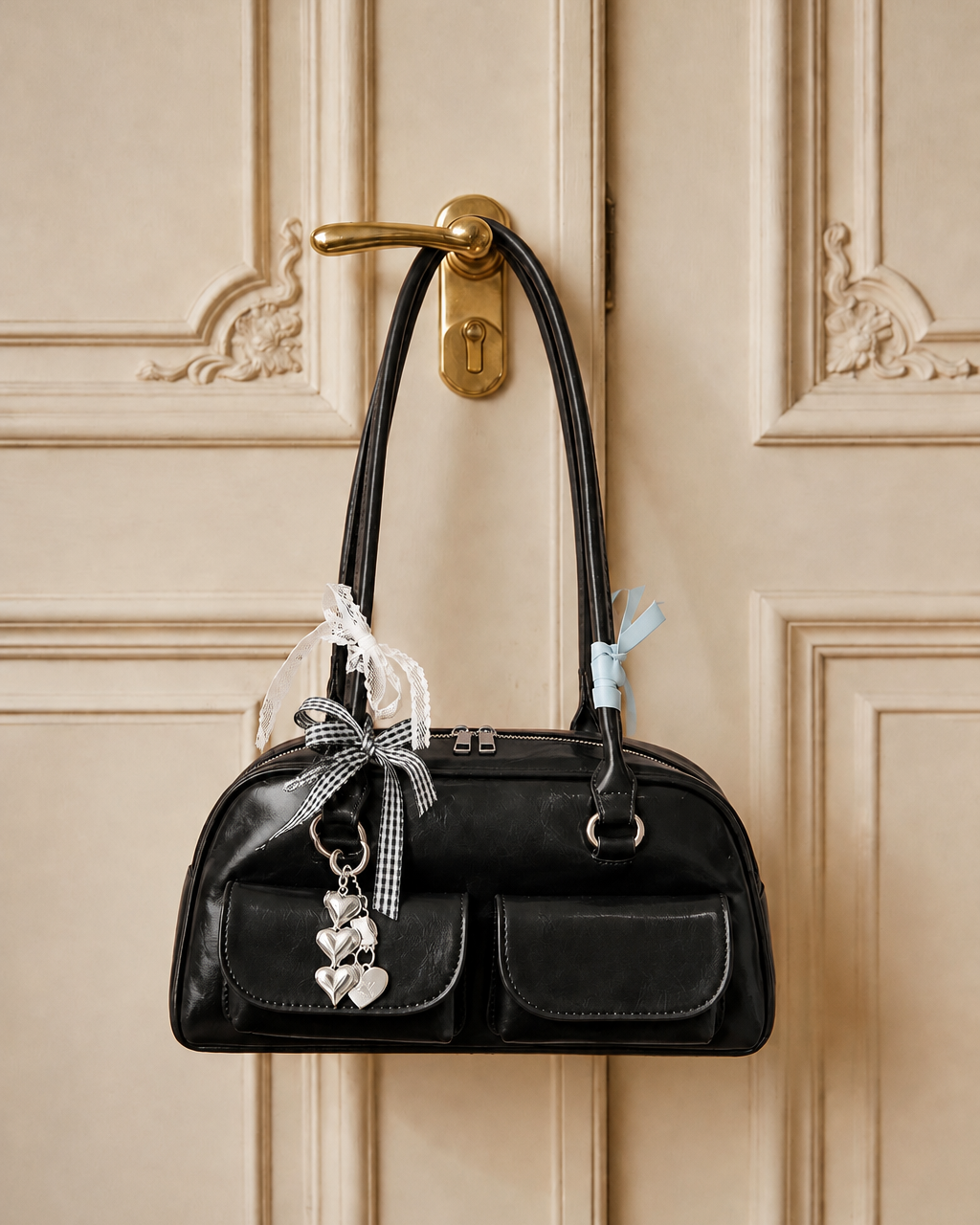 Vintage Ribbon Charm Shoulder Bag【4colors】
