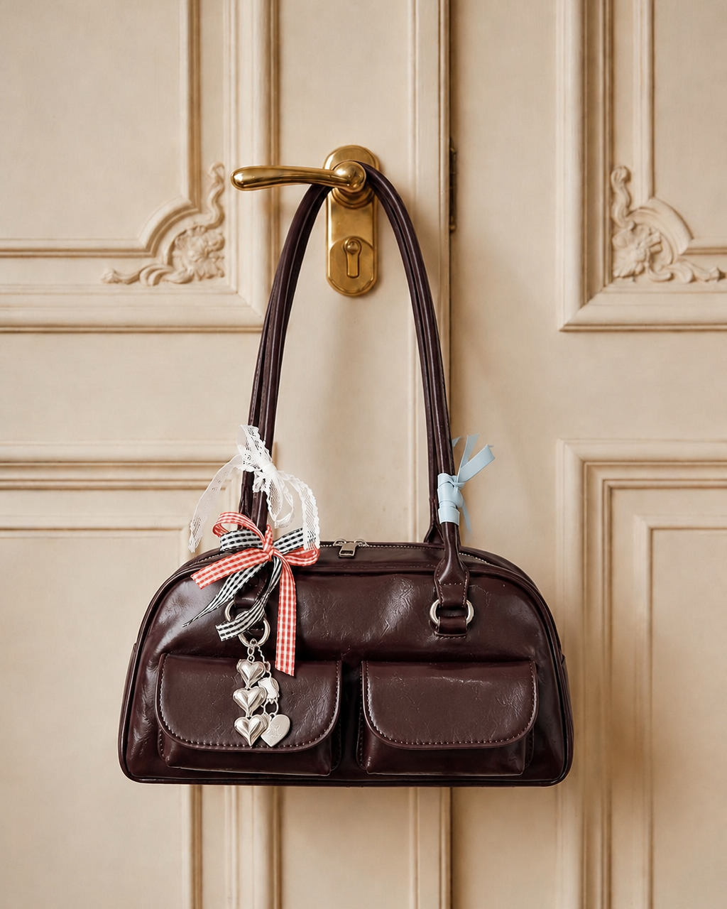 Vintage Ribbon Charm Shoulder Bag【4colors】