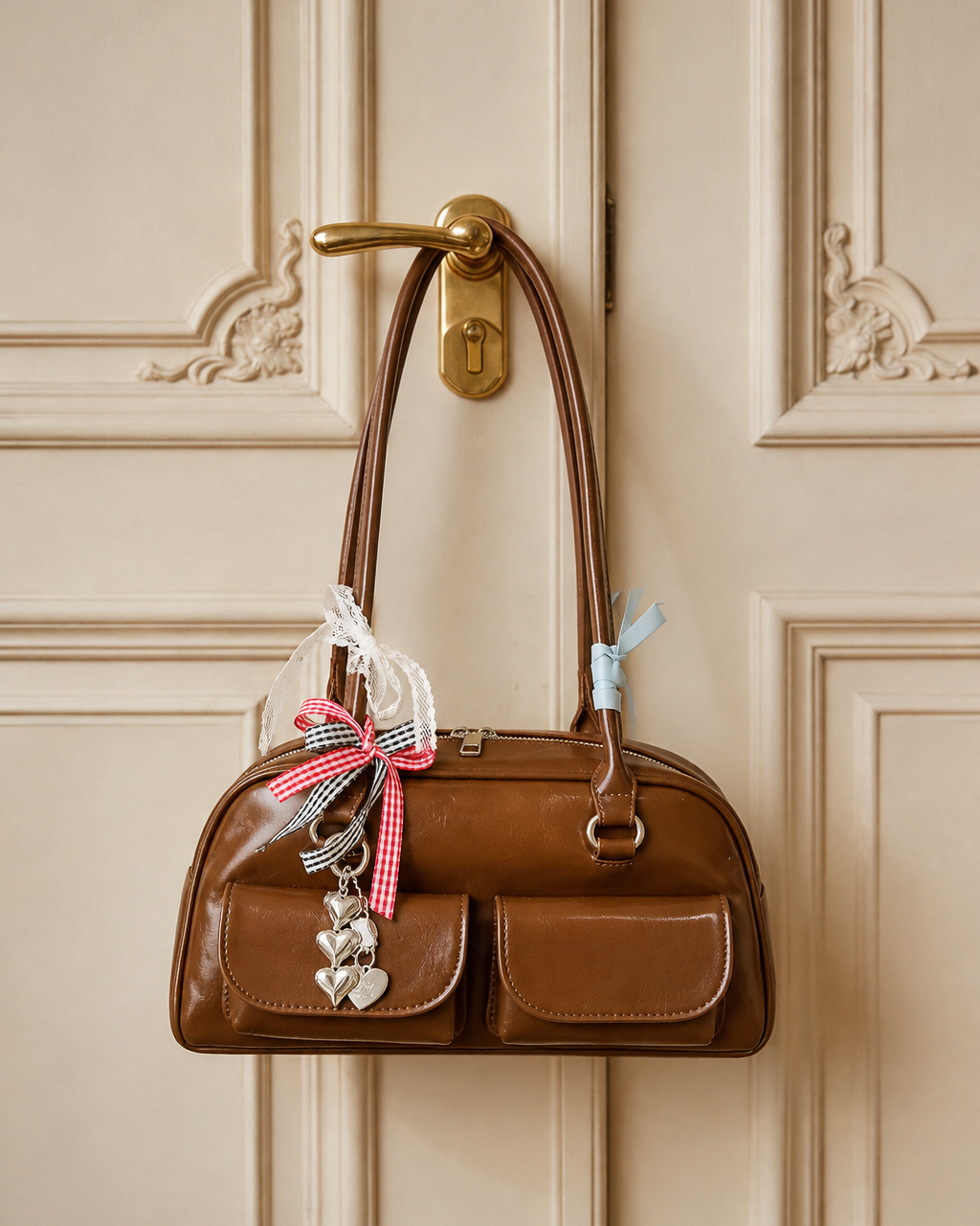 Vintage Ribbon Charm Shoulder Bag【4colors】