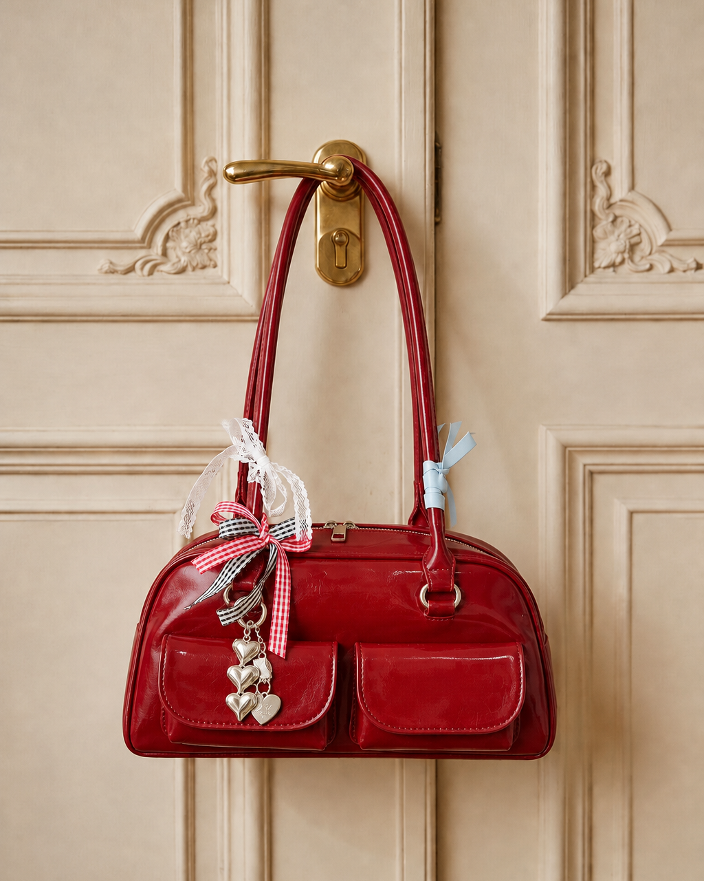 Vintage Ribbon Charm Shoulder Bag【4colors】