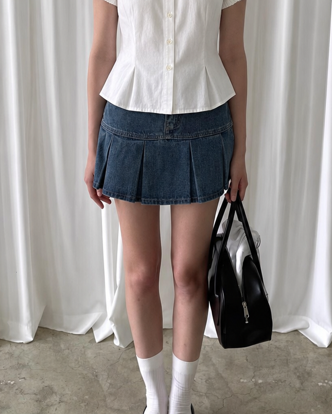 Campus Denim Skirt 【2colors】