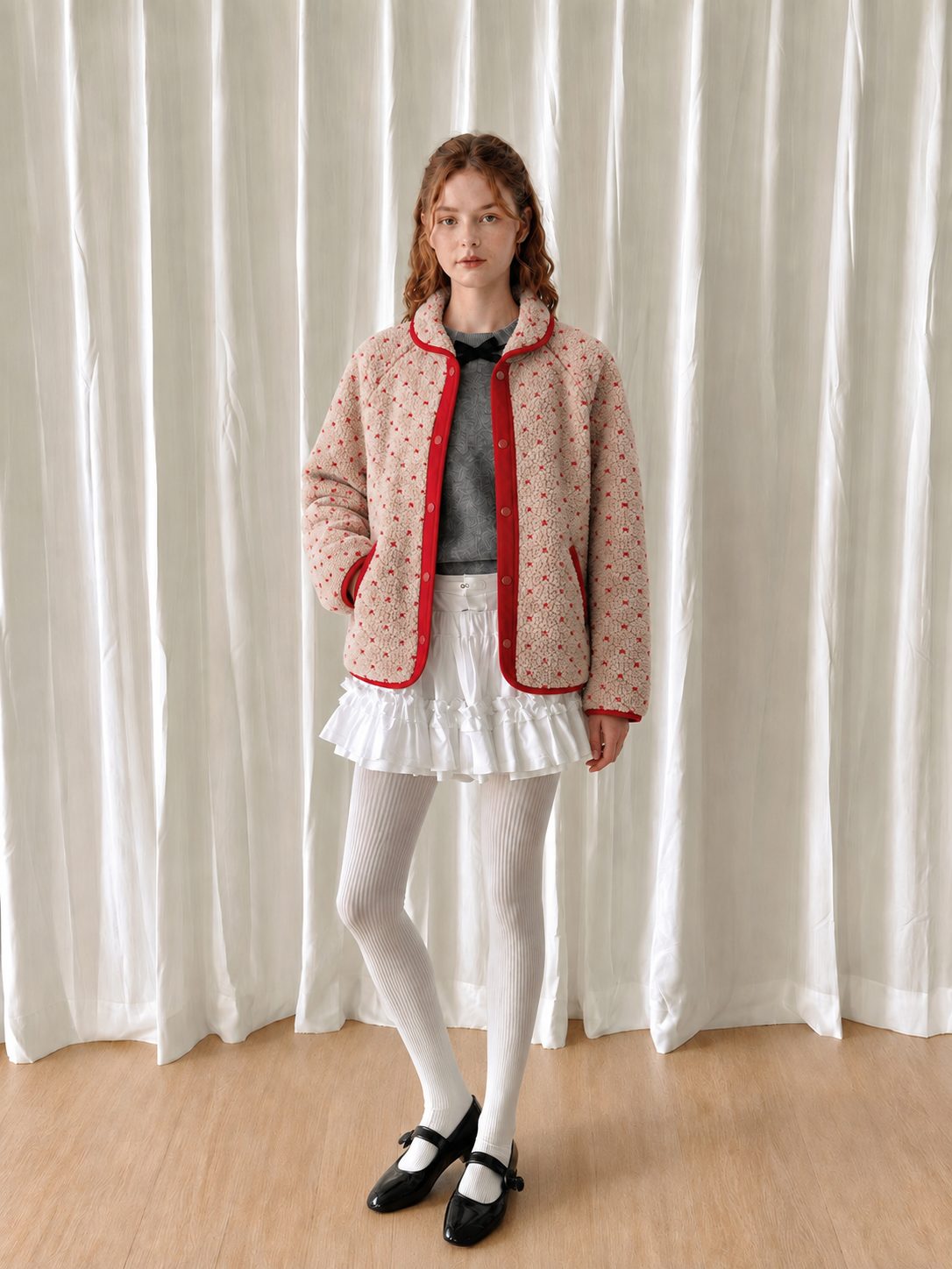 Retro Pattern Boa Jacket【3colors】