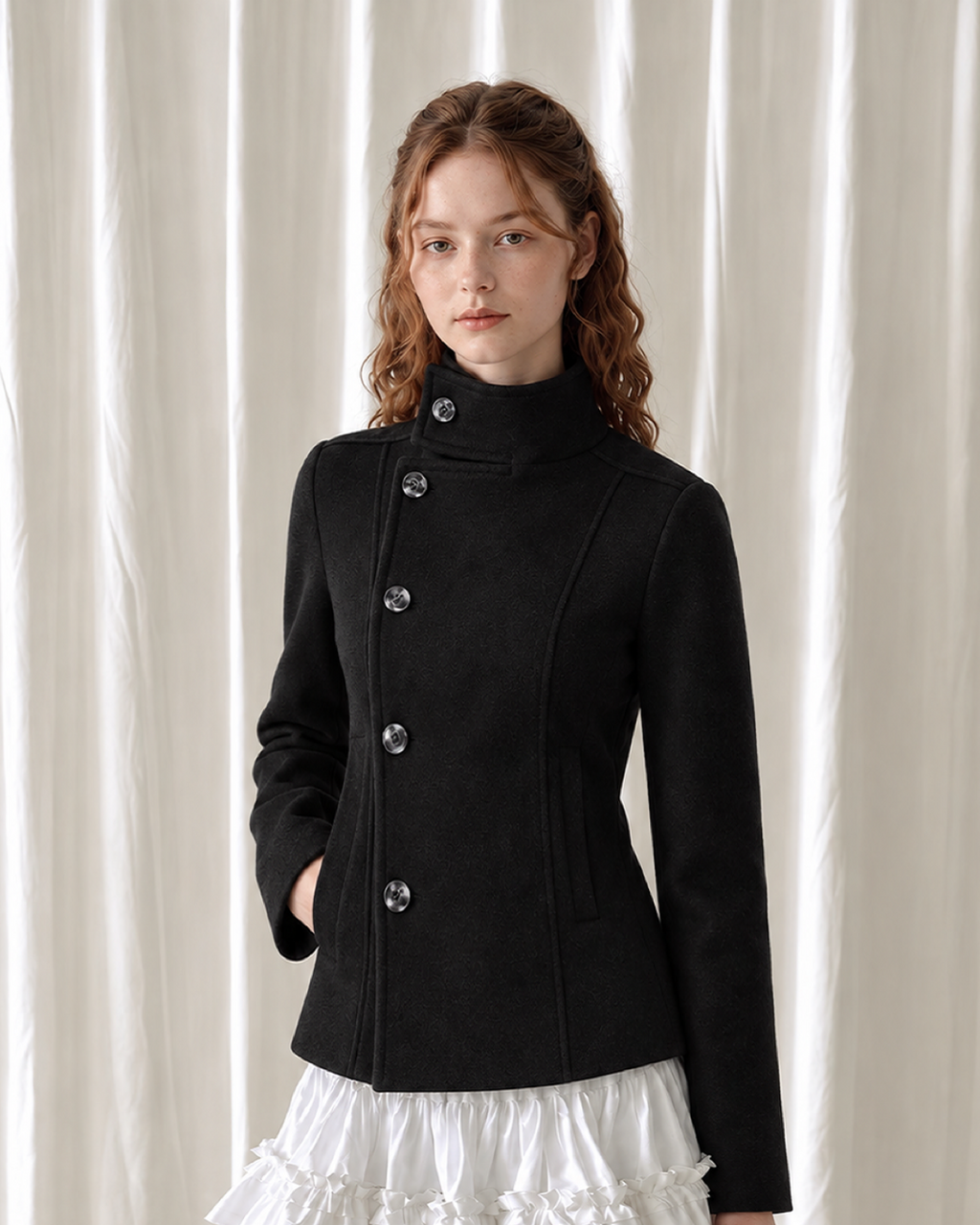 Classic High Neck Short Coat