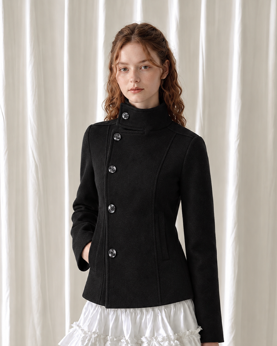 Classic High Neck Short Coat