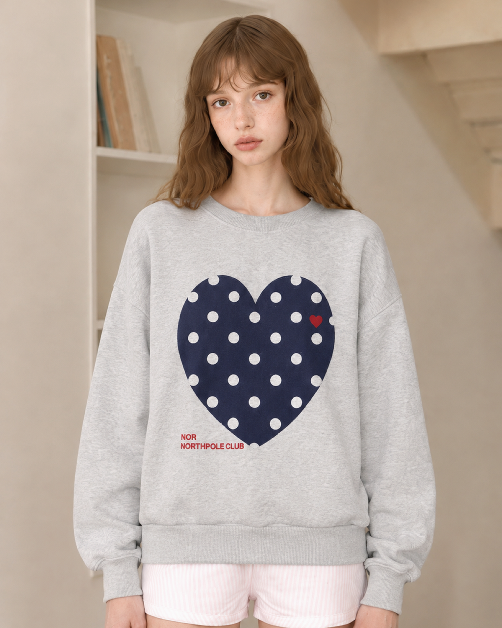 Polka Dot Heart Sweatshirt【5colors】