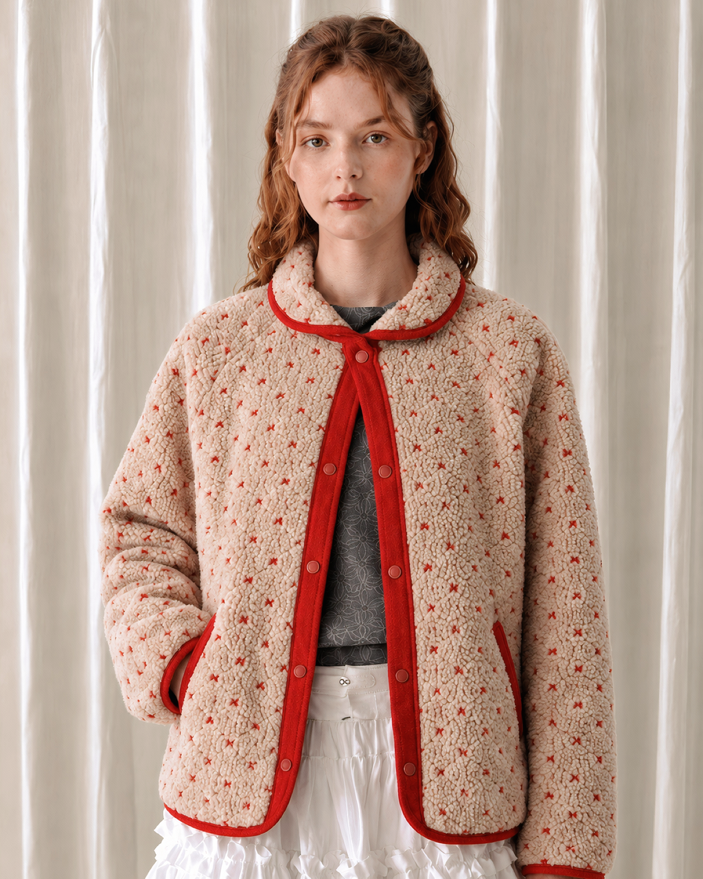 Retro Pattern Boa Jacket【3colors】