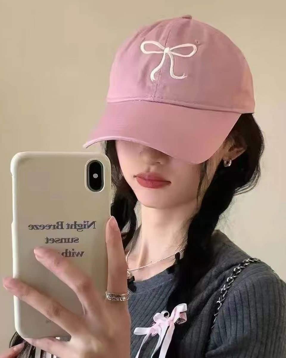 Soft Ribbon Embroidery Cap 【4colors】