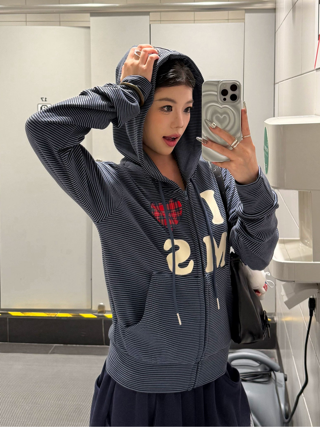 Retro Love Stripe Hoodie 【2colors】