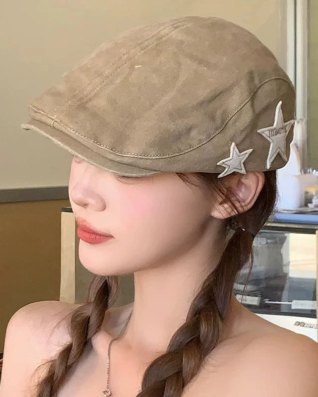 Vintage Star Patch Flat Cap