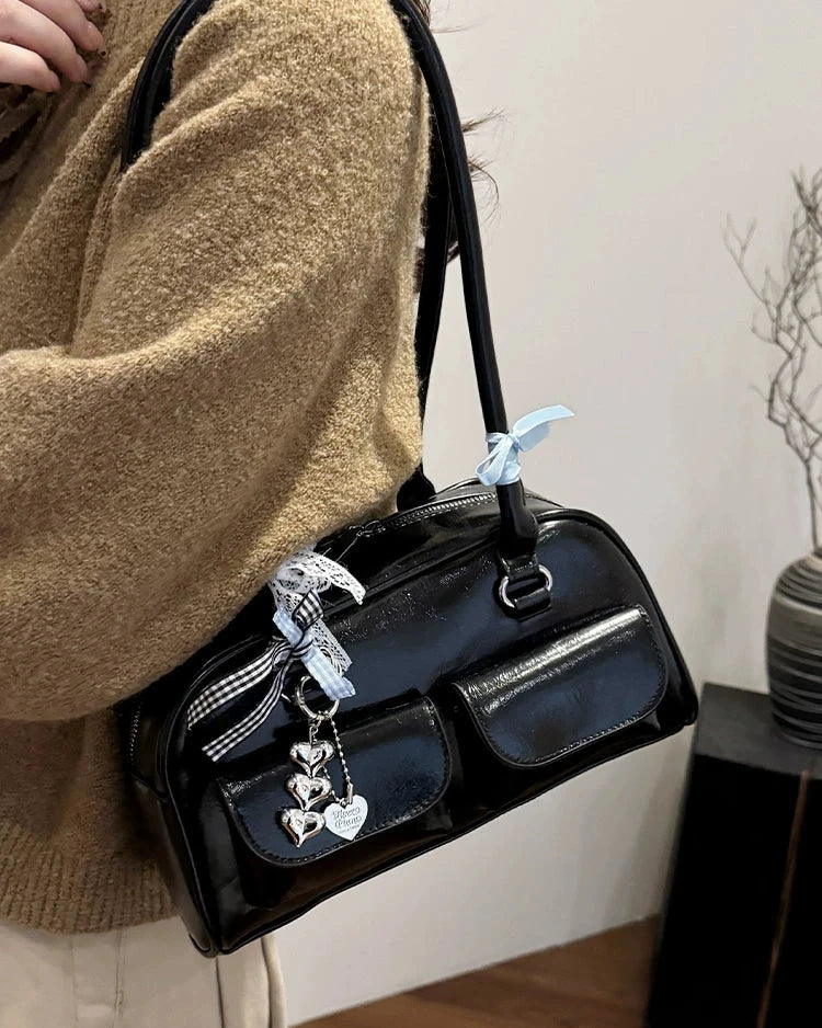Vintage Ribbon Charm Shoulder Bag【4colors】
