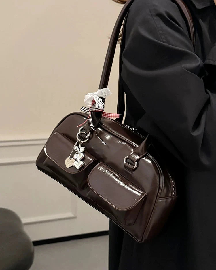 Vintage Ribbon Charm Shoulder Bag【4colors】