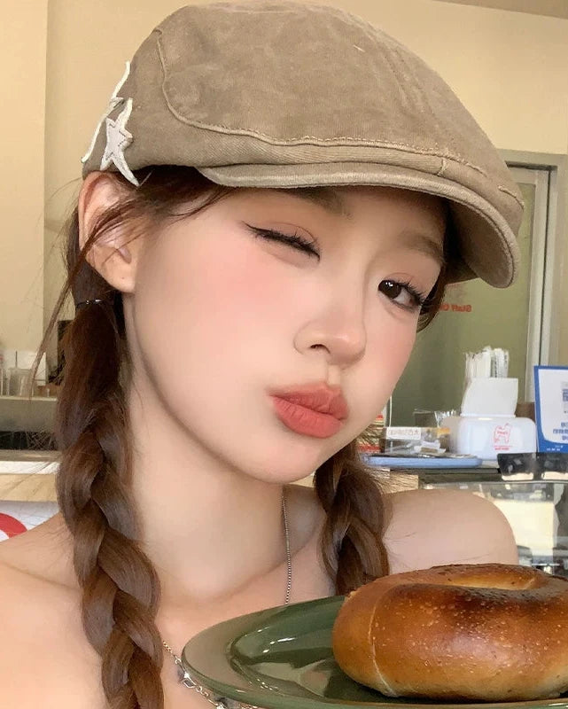 Vintage Star Patch Flat Cap