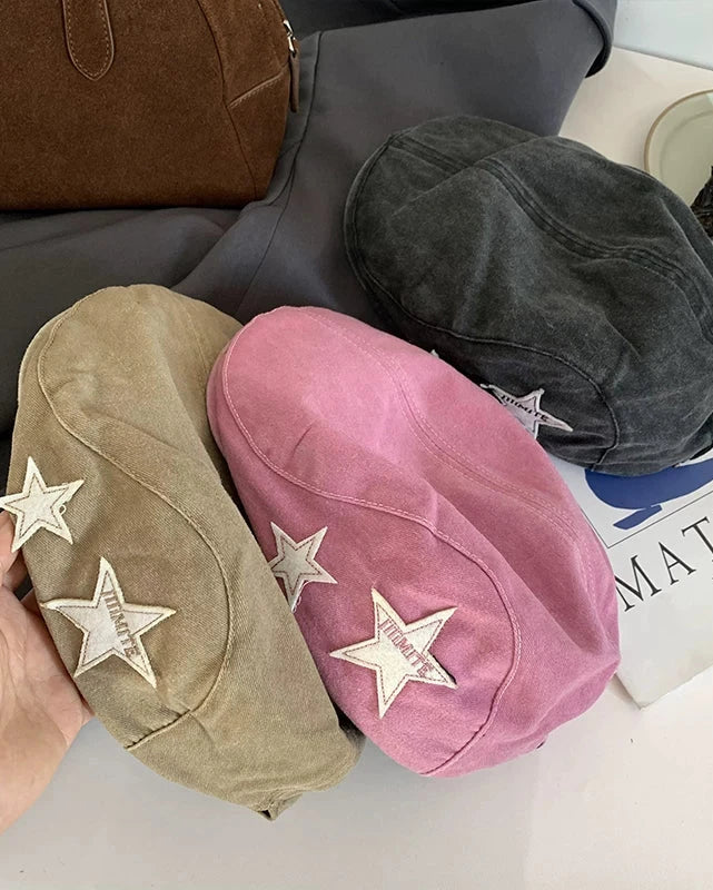 Vintage Star Patch Flat Cap